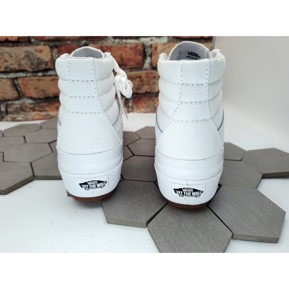 VANS Sk8-Hi Stacked Lugged Sneakers White Canvas Women Platform Shoes Sz 7.5 - Picture 5 of 11